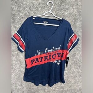 New England Patriots Womens  Shirt Large Sleepwear Blue Short Sleeves Football